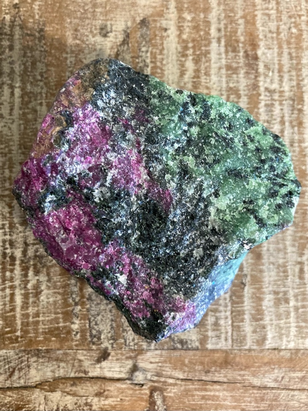 Multicolored Green Purple and Black Stone Rock Chunk Ruby in Zoisite (Anyolite) - Picture 4 of 15